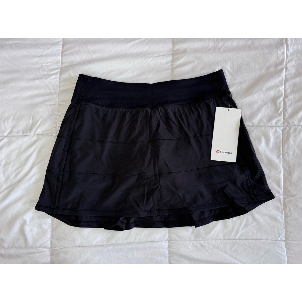 New Lululemon Pace Rival MR Skirt /Skort Long 3.5" Liner Sz 6 Black Pockets NWT